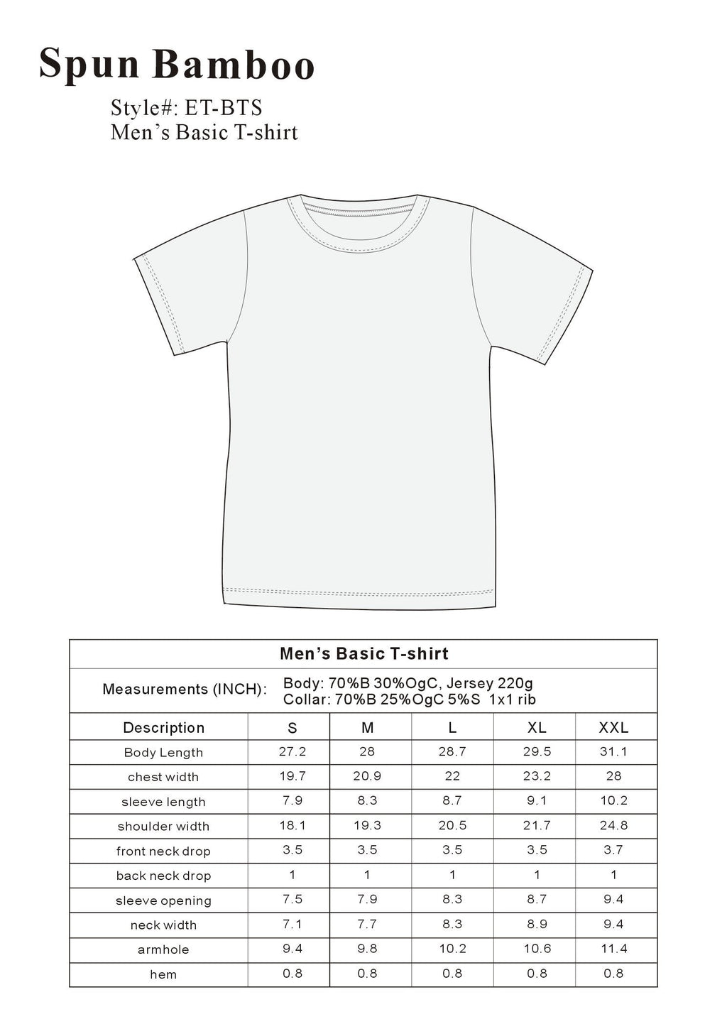 The Original Men's Bamboo Viscose/Organic Cotton Short Sleeve T-Shirt - Classic Cut